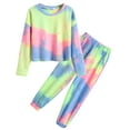 thumbnail image 4 of Arshiner Girls Long Sleeve Tie Dye Outfits Sweatsuits Set Cute Pullover Hoodies Sweatshirts Jogger Sweatpants Outfit, 4 of 9