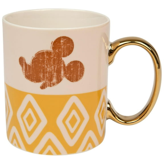 Mickey Mouse 11 oz Disney Pattern with Gold Handle Ceramic Mug