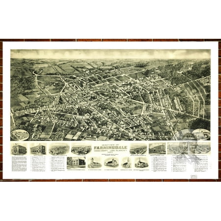 Ted's Vintage Art Map of Farmingdale, NY 1925; Old New York Decor 8