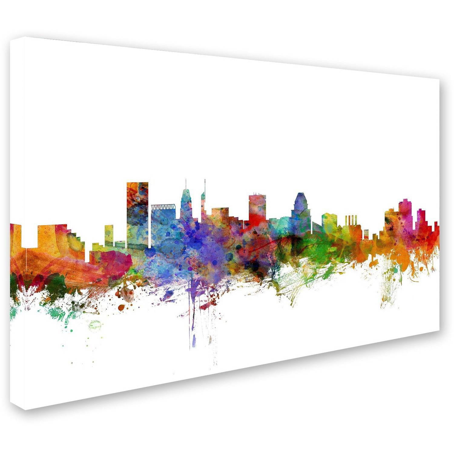 Trademark Fine Art "Baltimore Maryland Skyline" Canvas Art by Michael Tompsett