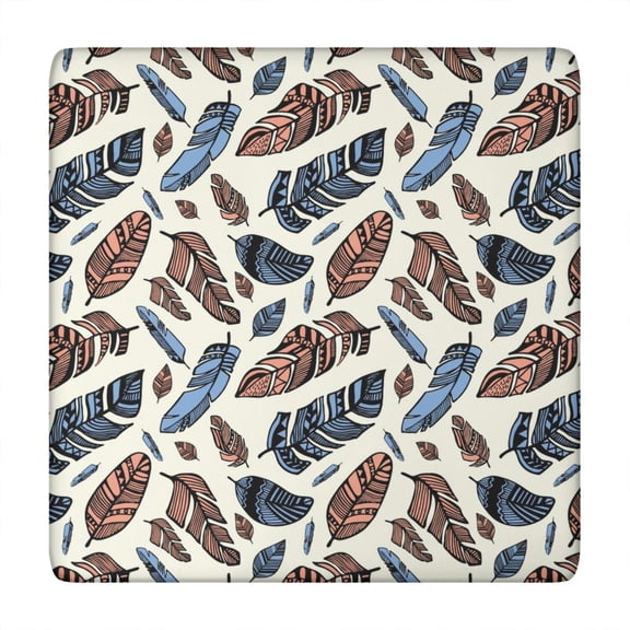 Boho Inspired Square Table Cover 34x34 Inches with Elastic Border, Floral Print Design for Card Tables and Outdoor Settings