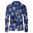 thumbnail image 2 of Kmbangi Men's Blazer Snowflake Print Lapel Long Sleeve One Button Suit Coat, 2 of 8