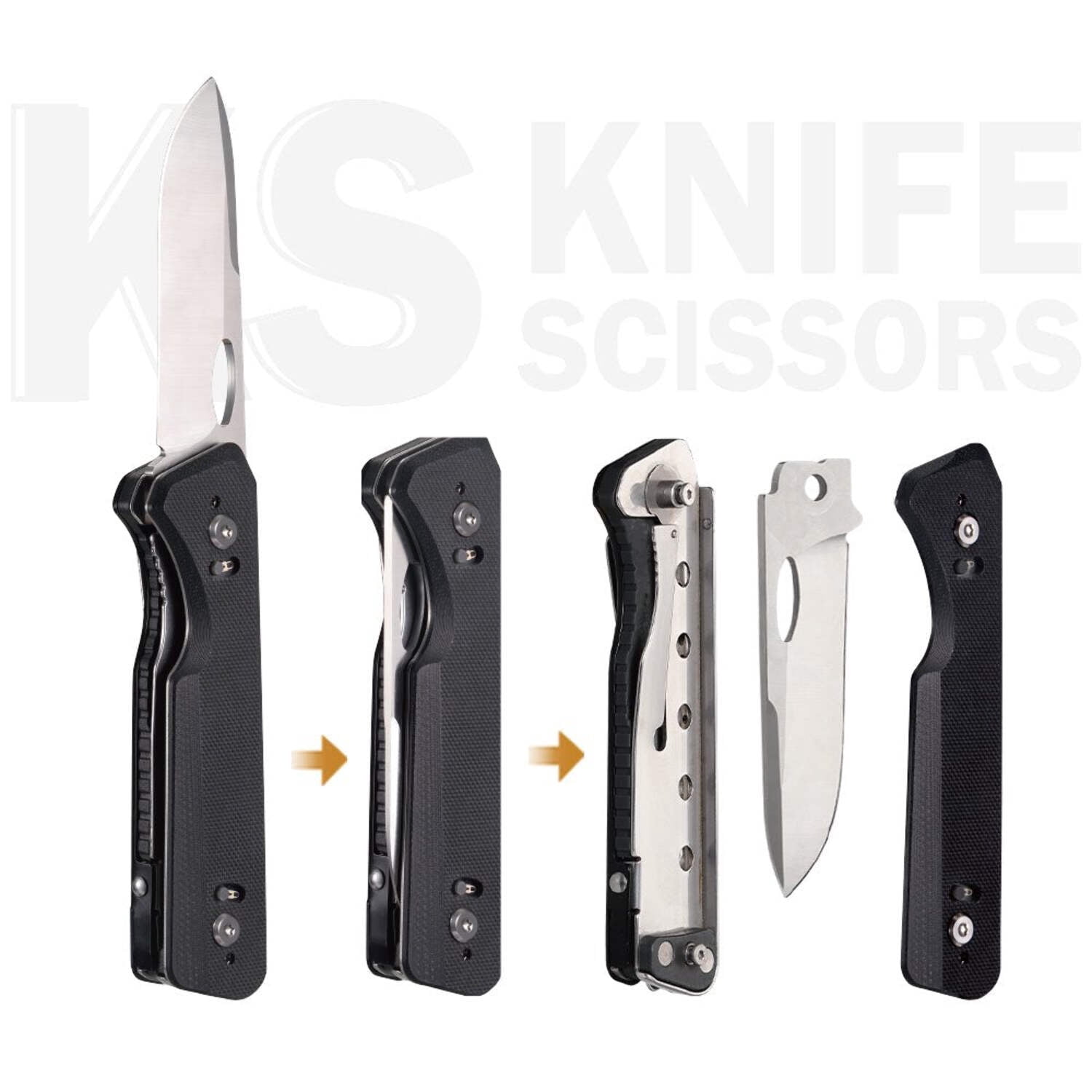 ROXON S501U Utility Knife - 17 Interchangeable Blades, Full-Size Scissors, G10 Handle