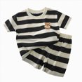 thumbnail image 4 of KPOPLK Toddler Kids Boy 2 Piece Print Short Sleeve Cotton T-Shirt Tee Casual Pull on Shorts Set Outfits(4-5 Years,Black), 4 of 8
