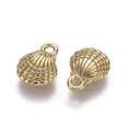 thumbnail image 2 of Alloy Pendants Ocean Theme Lead Free & Nickel Free & Cadmium Free Scallop Shell Shape Real 14K Gold Plated 13.5x10x4mm Hole: 1.8mm, 2 of 4