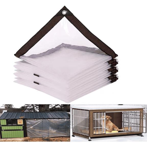 6x4 FT Clear Waterproof Tarps Heavy Duty Outdoor Garden Rainproof Covering,Clear Vinyl Tarp with Grommets,Transparent Waterproof Tarpaulin for Covering Henhouse Porch Canopy Plant Camping