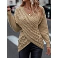 thumbnail image 2 of Suéter casual ajustado con cuello en V y jacquard cruzado de color sólido para otoño/invierno de Europa y Estados Unidos, 2 of 5