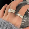 thumbnail image 3 of Anillos de Estrella de Plata Punk Unisex, anillo abierto de estrella de circón de ocho puntos, anillos de Figner Retro anchos, joyería de regalo para, 3 of 5