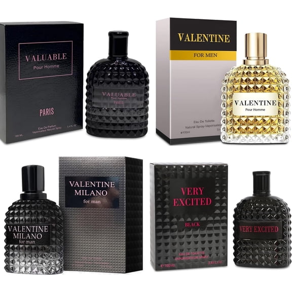Cologne Gift Set for Men Valentine Cologne for Men Valentine Milano, Valentine, Very Excited, Valuable Paris Premium Gifts 100ML*4