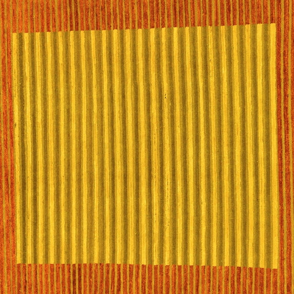 Ahgly Company Machine Washable Indoor Square Abstract Yellow Modern Area Rugs, 8' Square