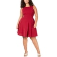 thumbnail image 1 of Soprano Robe Évasée Métallique pour Femmes, Rouge, Grande Taille, 1X, 1 of 1