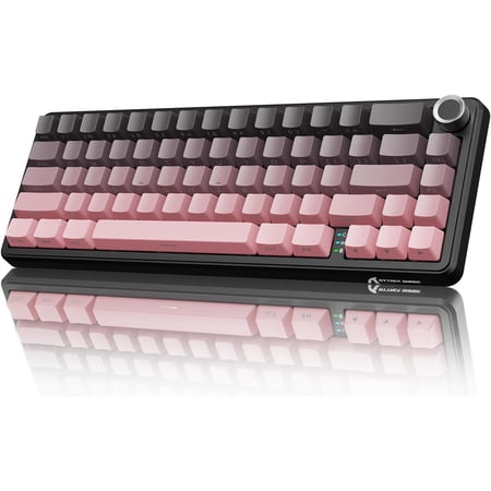X66 Mechanical Gaming Keyboard with Knob,Tri Mode USB-C/BT5.0/2.4G Gasket Mounted 60% RGB Gaming Keyboard,Side Printed PBT Keycap, Hot Swappable Strawberry (BlackBerry)