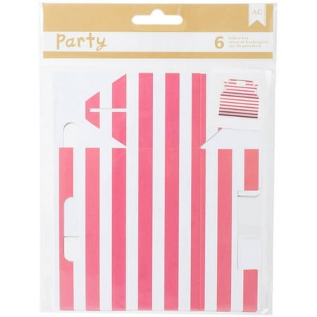 DIY Party Bakery Treat Boxes 3.5"X4"X1.75" 6/Pkg-Pink & White, Pk 3