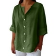 thumbnail image 2 of ZJXFGS Women'S Button Down Shirts Blouses Casual Blouses for Women Ladies Blouses Cute Tops for Teens Fall Shirts for Women Green 2XL, 2 of 5