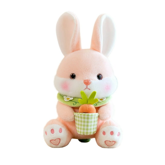 Conejito de peluche suave y cálido, 23 cm, adorable muñeco rosa para dormir, conejo de Pascua, regalo de cumpleaños para niños y niñas.