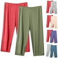 thumbnail image 3 of Wenyuyu Women's Pajama Pants Lounge Solid Soft Cozy Capri Trousers Plus Size Elastic Waist Thin Summer Baggy Pants, 3 of 3