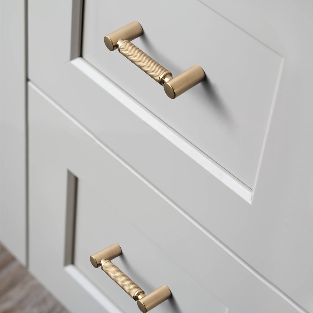 Goo-Ki 6 Pack 3''(76mm) Hole Center Champagne Bronze Cabinet Pulls, Zinc Alloy Knurled Grip Cabinet Handles for Drawer,Dresser,Cupboard Wardrobe Cabinet