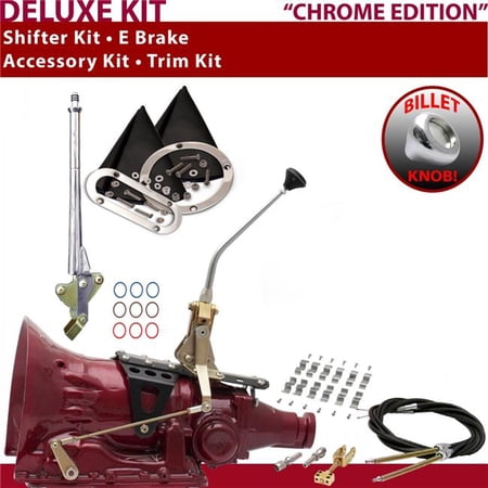 American Shifter 4L60 Shifter Kit Chrome 10 in. E Brake Cable Clamp Trim Kit for EF120