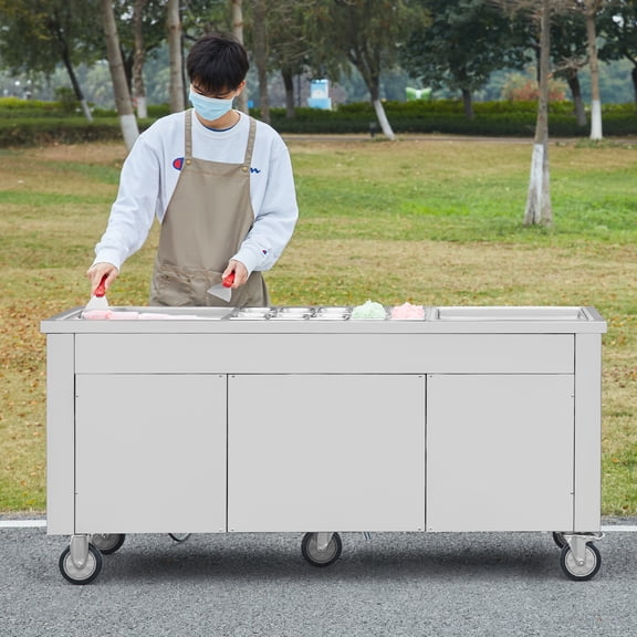 KFFKFF Fried Ice Cream Roll Machine - 2 Pans, 17.7x17.7 Inch Rolled Ice Cream Maker