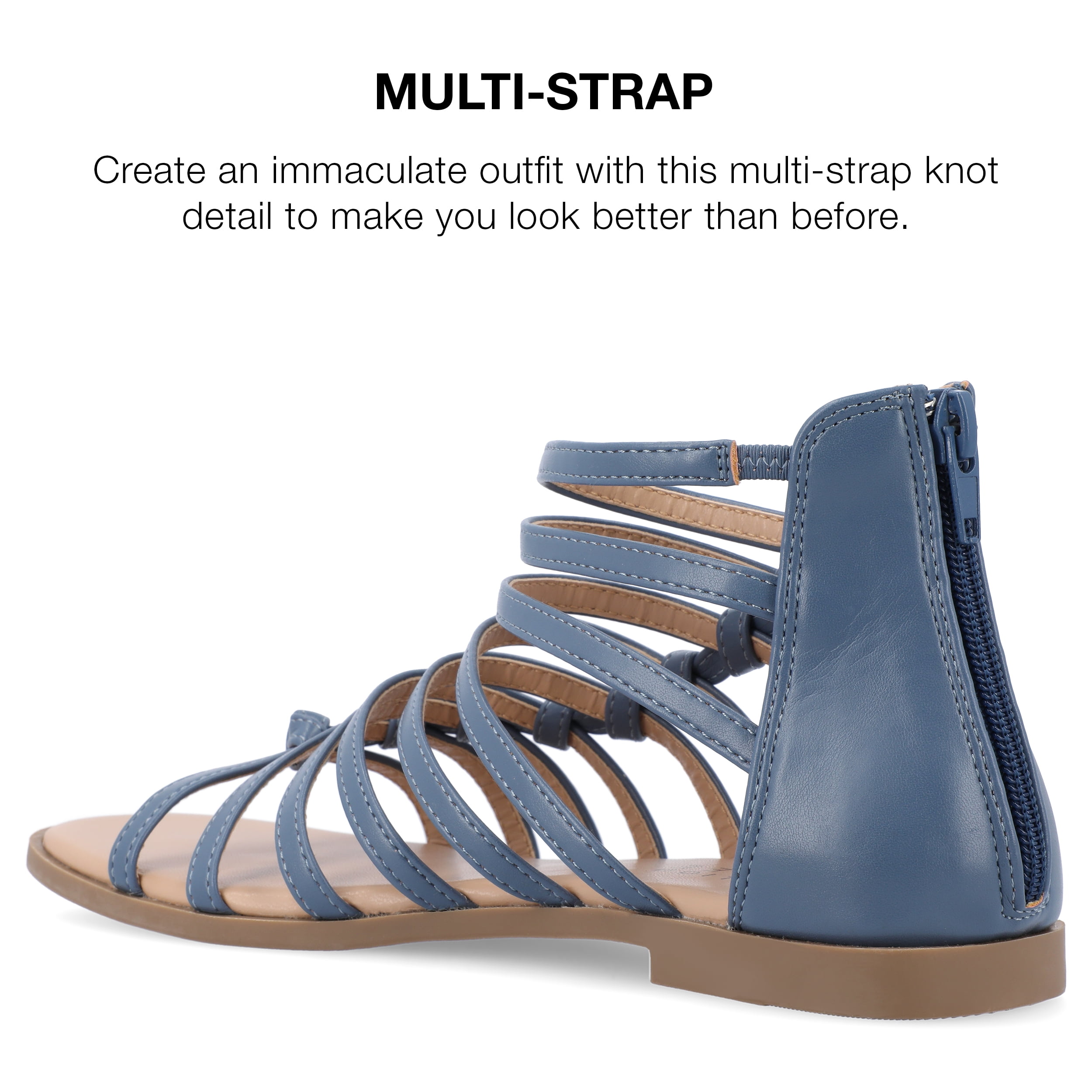 Journee Collection Womens Petrra Tru Comfort Foam Gladiator Back Zip Sandals