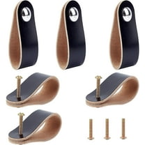 6Pcs Leather Drawer Pull Cabinet Handle Knob Wardrobe Door Cupboard Furniture Drawers Closet Handles Pulls with Screws for Avoid Collisions Black diy Black