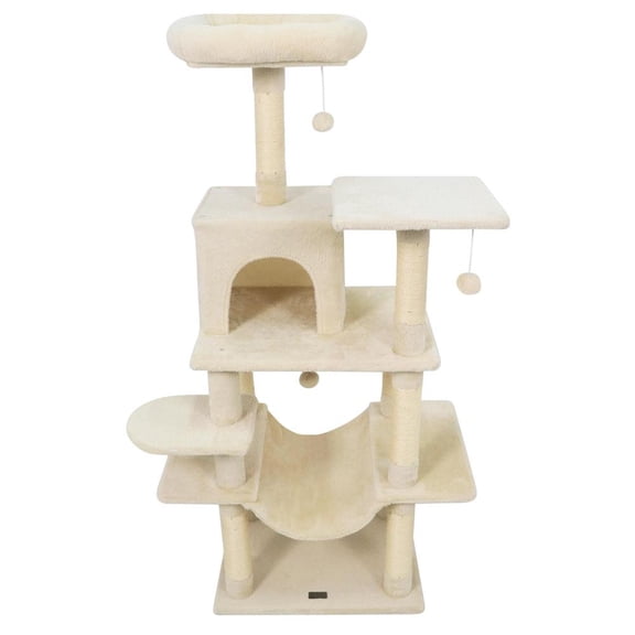 Topcobe 58" Multi-Level Cat Tree w/Soft Plush Tower & Padded Perch, Cat Condo, Cat Towers for Indoor Cats-Beige