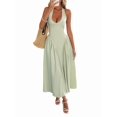 thumbnail image 3 of Women'S Casual Midi Dress V Neck Sundress Elegant Flowy A Line Beach Long Dress Light Green XL, 3 of 8