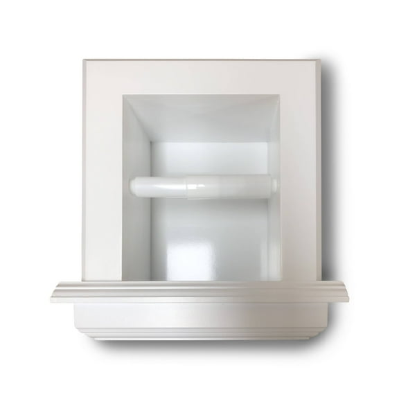 Typhon Recessed Solid Wood Toilet Paper Holder 7 x 8.5, White Enamel