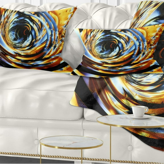Designart Fractal 3D Whirlwind Stripes - Contemporary Throw Pillow - 12x20