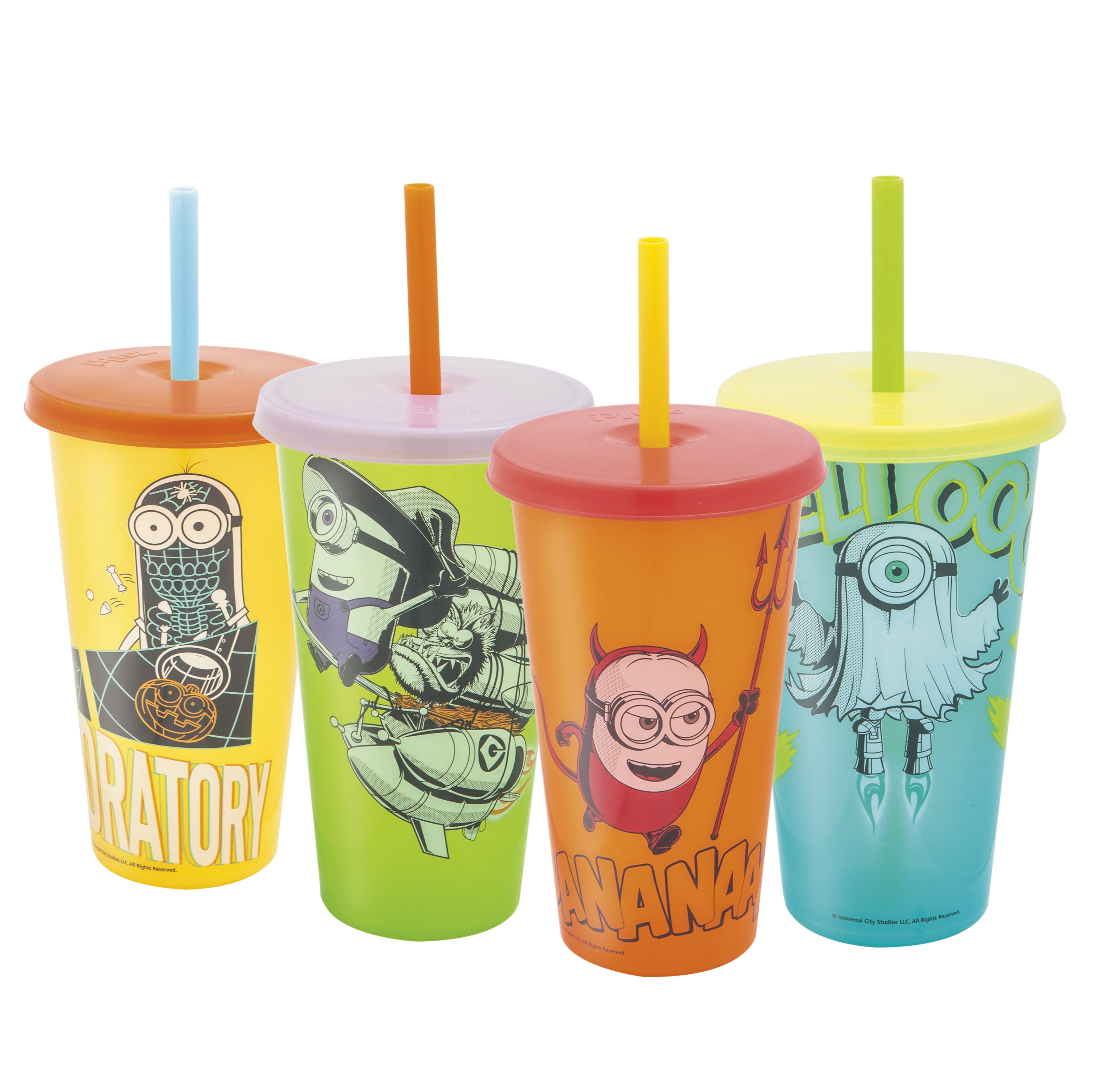 EXCLUSIVE Zak Minions Halloween 4 Pack Glow In The Dark Tumblers FAST SHIPPING 