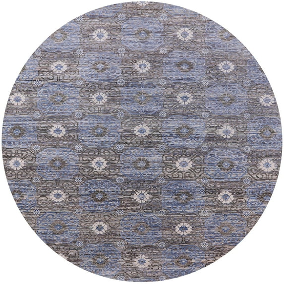 Ahgly Company Machine Washable Indoor Round Industrial Modern Dark Goldray Area Rugs, 6' Round