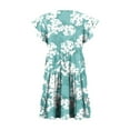 thumbnail image 4 of Pop Seller Summer Beach Dress For Women Casual Round Neck Tunic Ruffle Short Sleeve A-Line Tiered Babydoll Dress Flowy Mini Dress Light Blue 2XL, 4 of 7