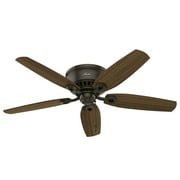 Hunter - Builder Indoor Low Profile Ceiling Fan With Light, 52-inch, New Bronze, Traditional-style, 3-speed WhisperWind Motor, 53327, for Living Rooms, Bedrooms