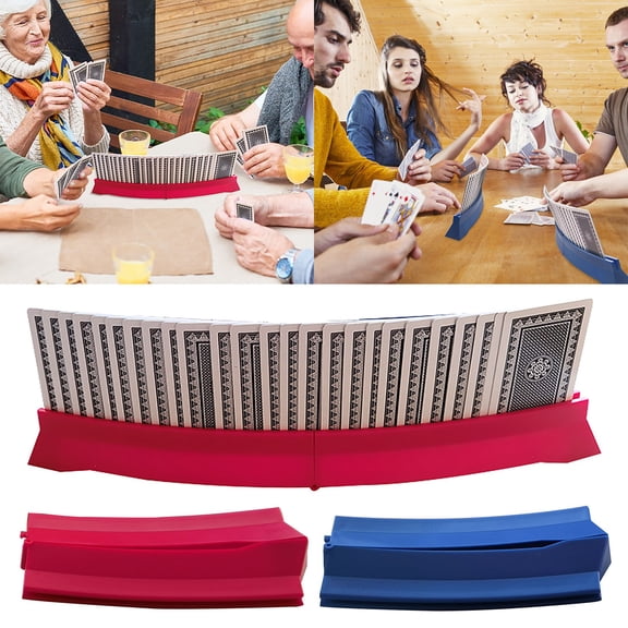 RotHome Playing Card Holders Set of 2 - Hands-Free Card Holder for Family Card Games, Parties, and Color Stack Games - Portable Plastic Rack for Standard Size Cards