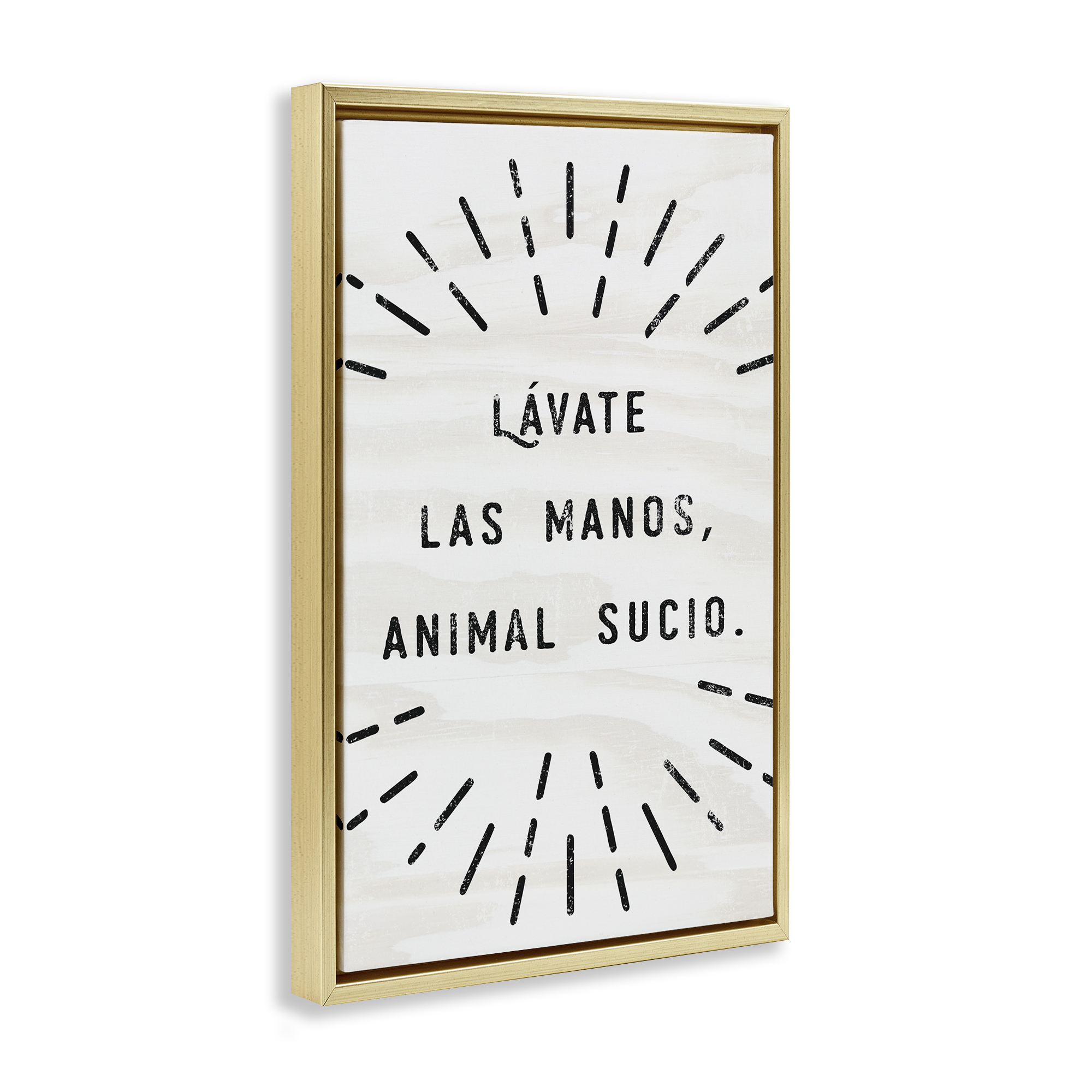 Stupell Industries Lávate Las Manos Sucio Bath & Laundry Painting Gold Floater Framed Art Print Wall Art, 17 x 25
