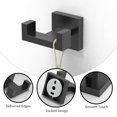 thumbnail image 3 of Ruacq Gancho Doble para Toallas Base Cuadrada Negra Mate Soporte para Toallas de baño Percha para Toallas de Mano Acero Inoxidable Moderno Montado en la Pared, 3 of 5