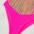 thumbnail image 7 of BLTIBY 2025 Women One Piece Swimsuits V-Neck Straps Sleeveless Solid Color Fringe Bathing Suits Drawsting Thong Bikini Swimwear Pink S, 7 of 7