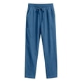 thumbnail image 5 of Purcolt Men's Cotton Linen Pants Lightweight Drawstring Elastic Waist Summer Casual Loose Fit Trousers Business Work Office Pants with Pockets, 5 of 5