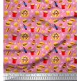 thumbnail image 1 of Soimoi Velvet Fabric Cold Drink,Pizza & Burger Food Fabric Prints by Yard 58 Inch Wide, 1 of 1