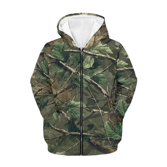 chaqlin Camo Hunting Hoodies for Boys Girls Size 6-7 Zip Up Hooded Sweatshirts Lightweight Loose Zipper Sports Jackets Casual Long Sleeve Hoody with Pocket