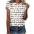 YHAJDS Women's Basic T-shirts Short Sleeve Horse Print Round Neck Top ...