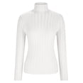 thumbnail image 3 of Womens Sweater Turtleneck Ribbed Knit Basic Pullover Sweater Slim Long Sleeve Soft Solid Color Tops Blouse Casual Basic Rib Tops, 3 of 6