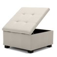 thumbnail image 3 of BELLEZE Vintage Style Storage Tufted Ottoman Foot Bench Squared Indoor Bedroom Living Room, White, 3 of 7