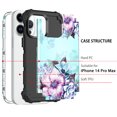 thumbnail image 6 of Casetego Phone Case for iPhone 14 Pro Max,Floral Heavy Duty Shockproof 3 Layer Hard PC+Soft Silicone Bumper Rugged Anti-Slip Protective 6.7" Phone Cover for Women Girls,Blue Flower, 6 of 7