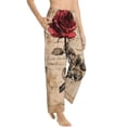 thumbnail image 3 of Cauagu Vintage Rose Botanical Art Pajama Pants for Women Loose Fit Wide Leg Trouser Pants Casual Elastic Waist Drawstring Lounge Pants, 3 of 6