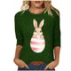 thumbnail image 1 of Tops de Cuello Redondo para las Mujeres Pascua Impresa 3/4 Mangas Blusa, Ligera Imitación Algodón Top Casual, 1 of 5