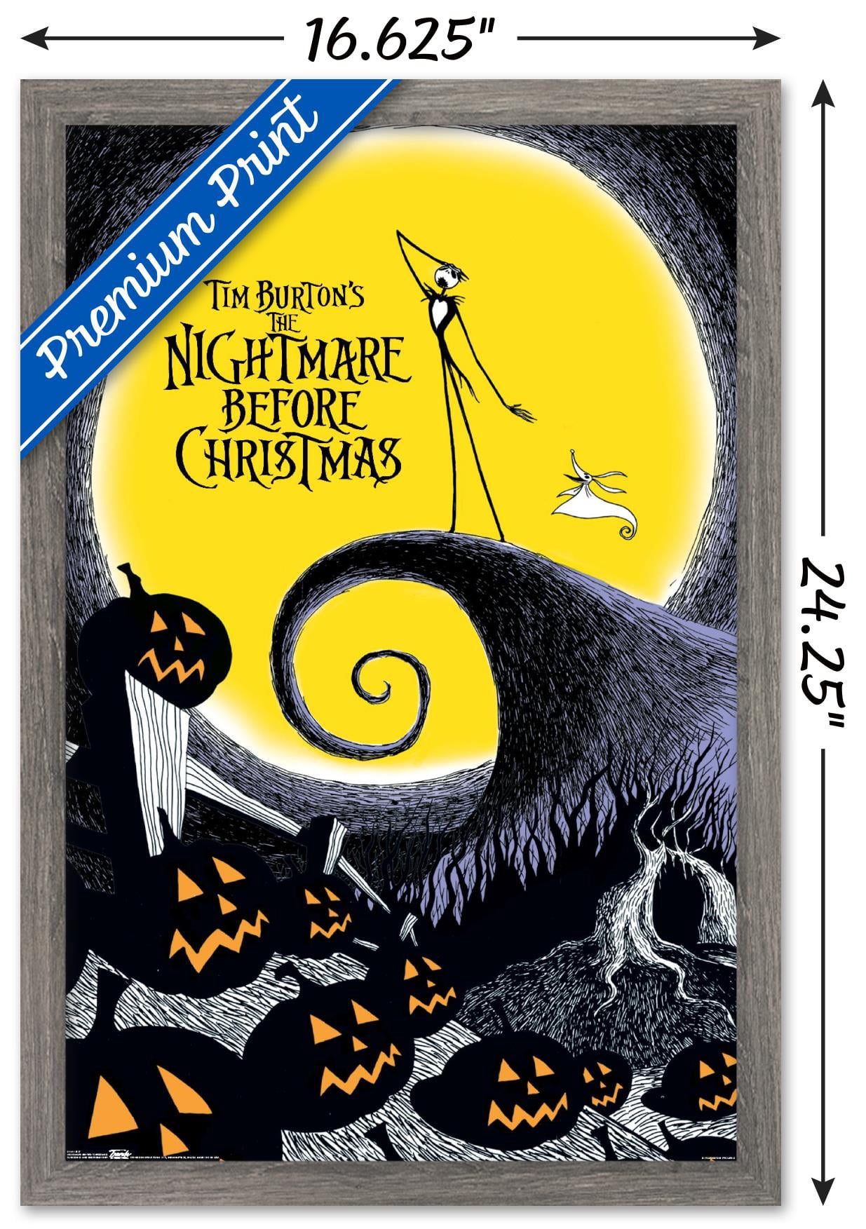 Disney Tim Burton's The Nightmare Before Christmas Wall Poster, 14.725" x 22.375" Framed