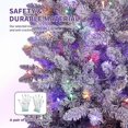 thumbnail image 4 of 7.5ft Snow Flocked Pencil Christmas Tree, with Sturdy Metal Stand, Skinny Xmas Tree Holiday Decoration for Home, Office, Purple Gradient, 4 of 6