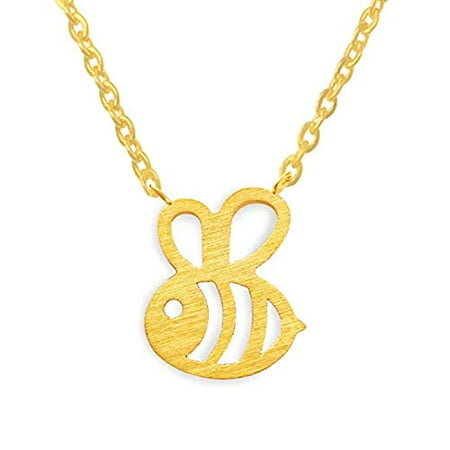 Gold Enameled Bumble Bee - Women Girls Bumble Bee Necklace Cute Insect Charm Pendant Necklace Jewelry (Gold)