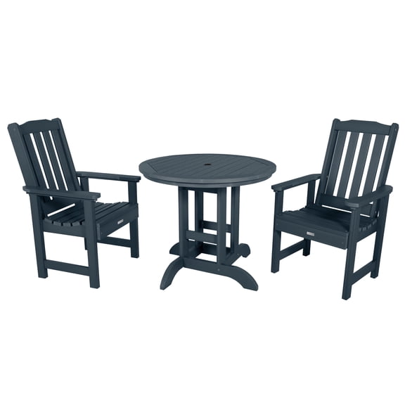 Highwood's 36" Round 3-pc Lehigh Dining Set - Dining Height, Outdoor, Eco-friendly, Synthetic Wood